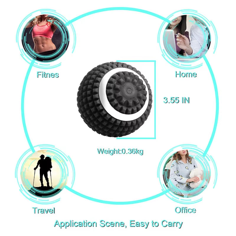 Electric Vibration Massage Ball for Deep Muscle Relaxation and Recovery - 10CM Silicone Fitness and Yoga Tool
