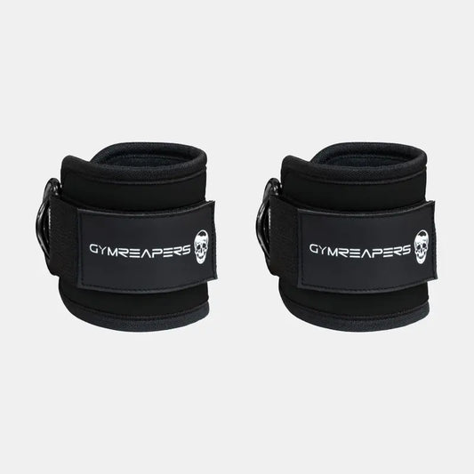 Gymreapers Adjustable Ankle Straps with Neoprene Padding for Cable Machine Kickbacks and Lower Body Workouts - Pair