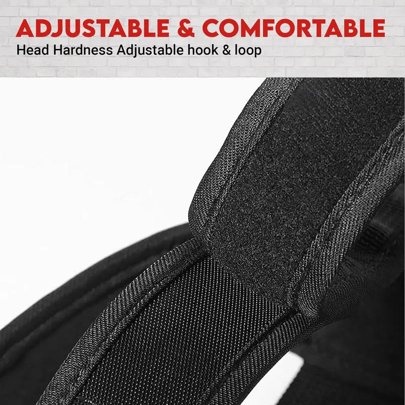 DEFY Neck Harness - Adjustable Weight Lifting Neck Exerciser for Enhanced Head and Neck Strength Training in Gym Settings (Black)