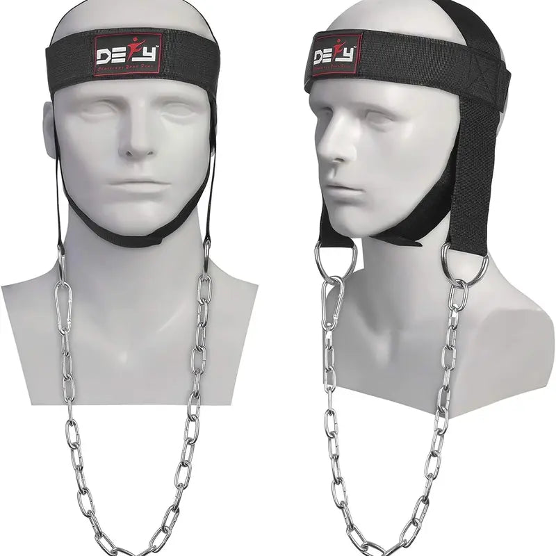 DEFY Neck Harness - Adjustable Weight Lifting Neck Exerciser for Enhanced Head and Neck Strength Training in Gym Settings (Black)