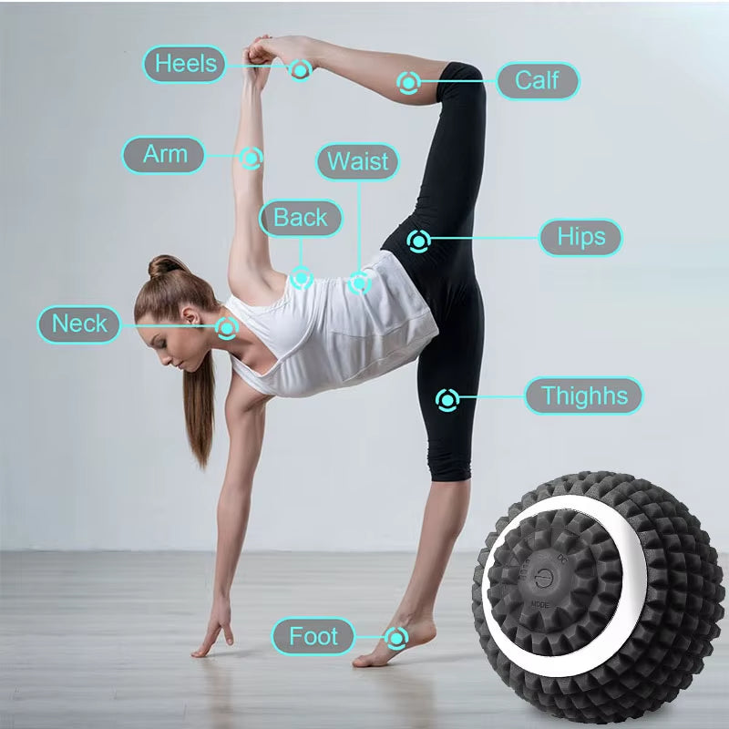 Electric Vibration Massage Ball for Deep Muscle Relaxation and Recovery - 10CM Silicone Fitness and Yoga Tool