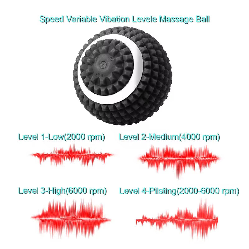 Electric Vibration Massage Ball for Deep Muscle Relaxation and Recovery - 10CM Silicone Fitness and Yoga Tool