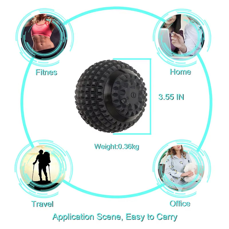 Electric Vibration Massage Ball for Deep Muscle Relaxation and Recovery - 10CM Silicone Fitness and Yoga Tool
