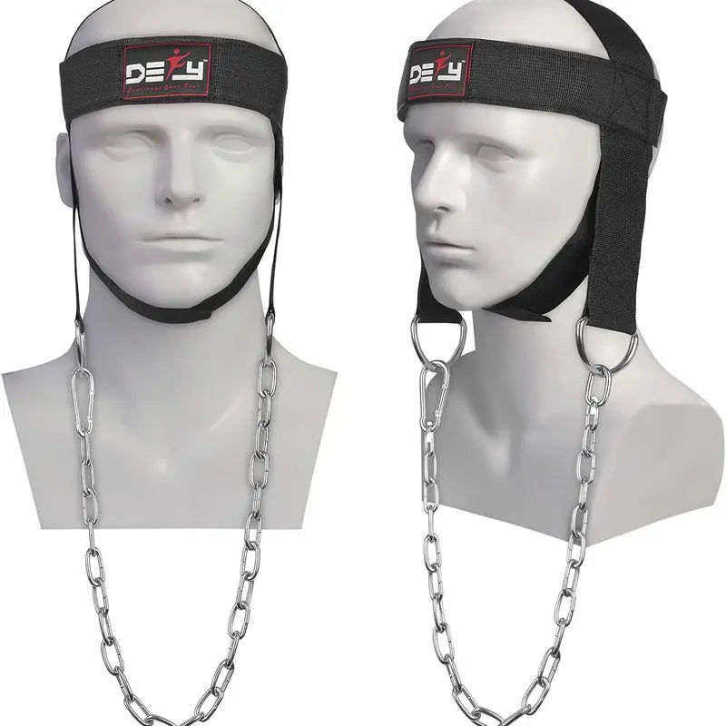 DEFY Neck Harness - Adjustable Weight Lifting Neck Exerciser for Enhanced Head and Neck Strength Training in Gym Settings (Black)